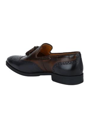 brown Leather tassel slip ons - 15613351 - Standard Image - 3