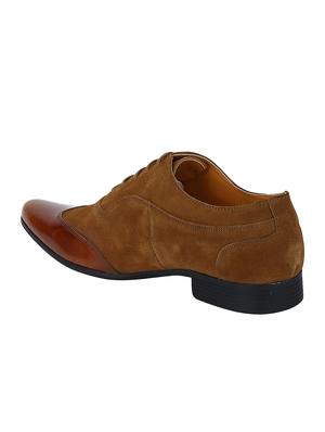 tan Suede lace-up brouges - 15613386 - Standard Image - 3