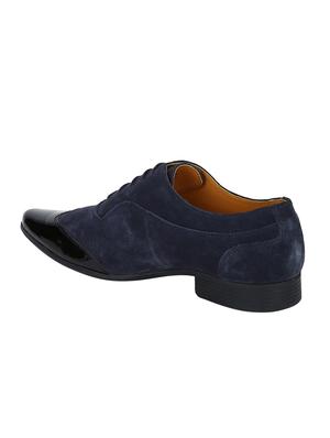 navy Suede lace-up brouges - 15613387 - Standard Image - 3