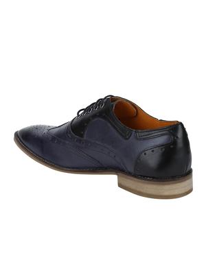 navy Leather lace-up brouges - 15613398 - Standard Image - 3