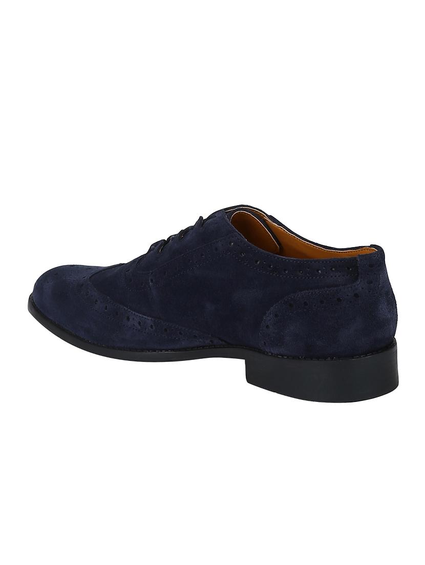 navy Suede lace-up brouges - 15613407 - Zoom Image - 3