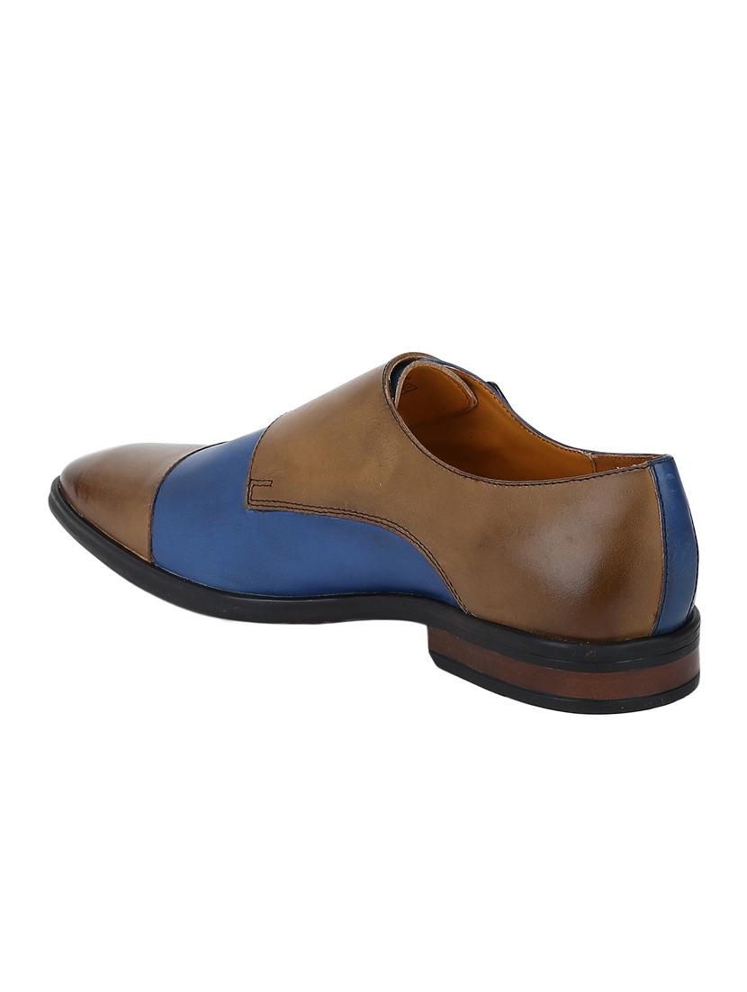 navy Leather slip on monk straps - 15613427 - Zoom Image - 3