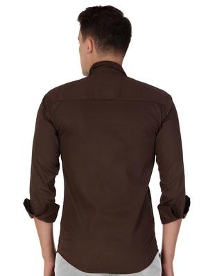 brown cotton casual shirt - 15613439 - Standard Image - 3