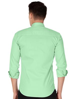 green cotton casual shirt - 15613441 - Standard Image - 3
