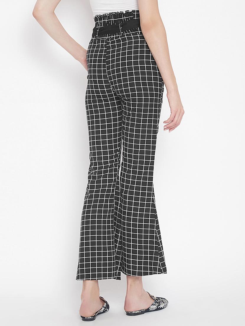 flared hem grid pattern trouser - 15613514 - Zoom Image - 3