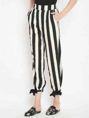 hem bow tie detail striped trouser - 15613518 - Standard Image - 3