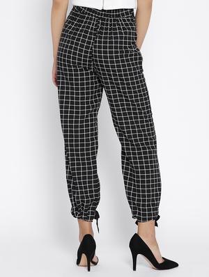 hem bow tie detail grid pattern trouser - 15613520 - Standard Image - 3