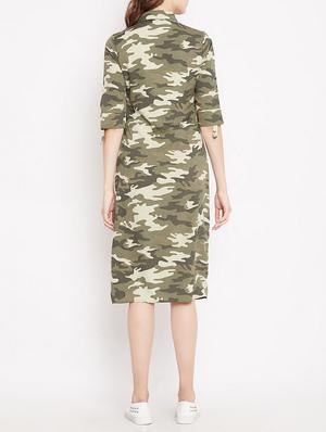camouflage print frill detail shirt dress - 15613532 - Standard Image - 3