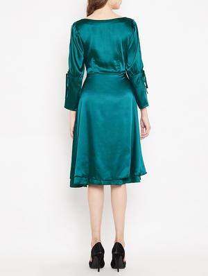 side tie up slit sleeve a-line dress - 15613535 - Standard Image - 3