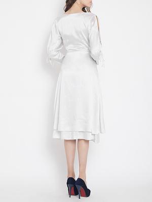 side tie up slit sleeve a-line dress - 15613536 - Standard Image - 3