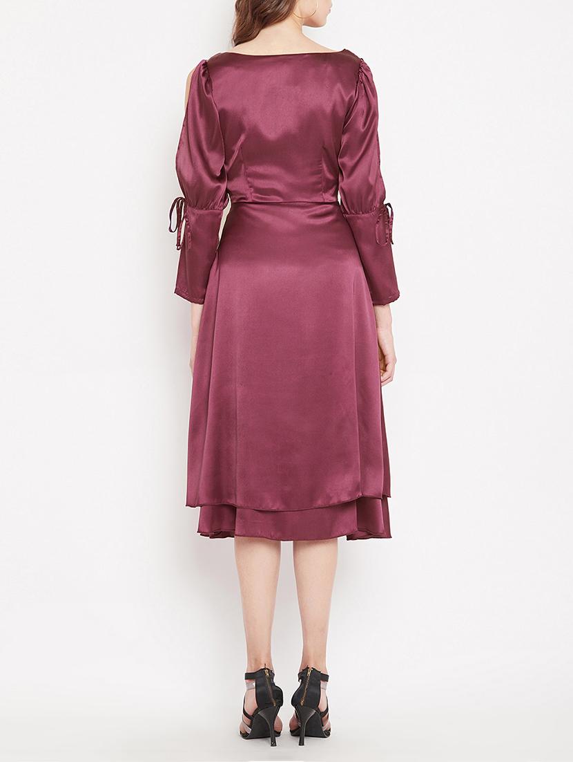 side tie up slit sleeve a-line dress - 15613537 - Zoom Image - 3