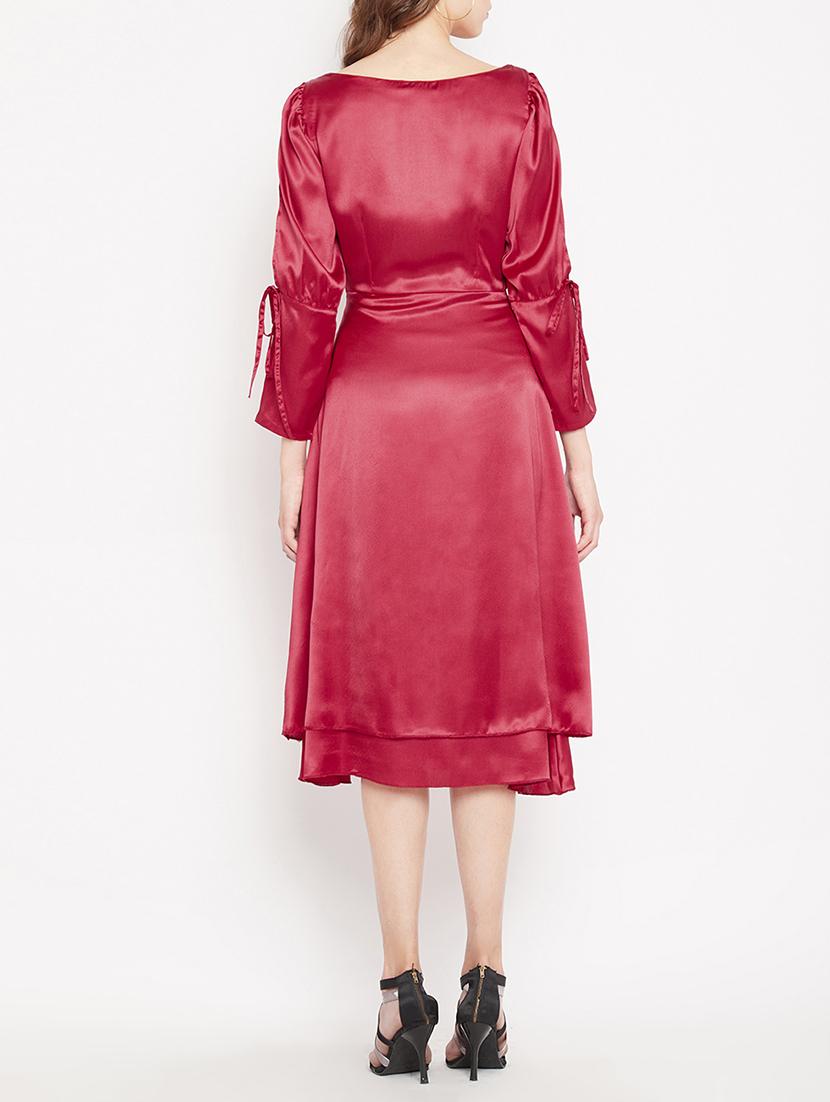 side tie up slit sleeve a-line dress - 15613538 - Zoom Image - 3