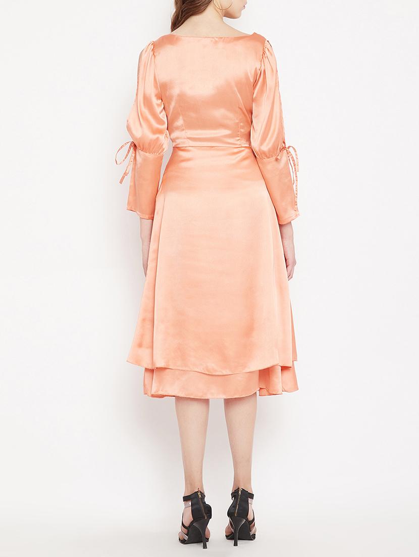 side tie up slit sleeve a-line dress - 15613539 - Zoom Image - 3