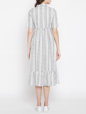frill detail button up a-line dress - 15613540 - Standard Image - 3
