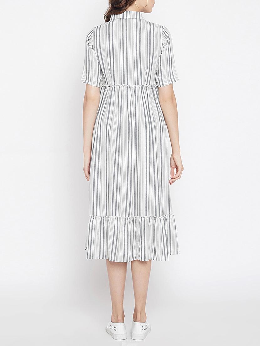 frill detail button up a-line dress - 15613540 - Zoom Image - 3