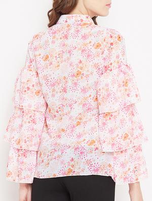 button up ditsy floral layered top - 15613548 - Standard Image - 3