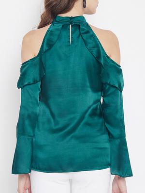 ruffled detail cold shoulder top - 15613557 - Standard Image - 3