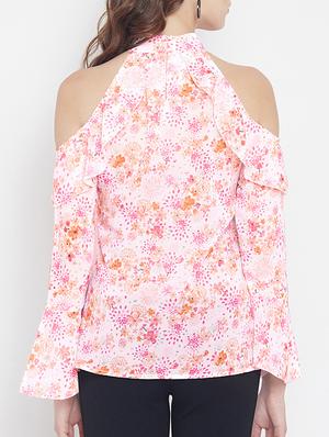 ruffled detail cold shoulder top - 15613558 - Standard Image - 3