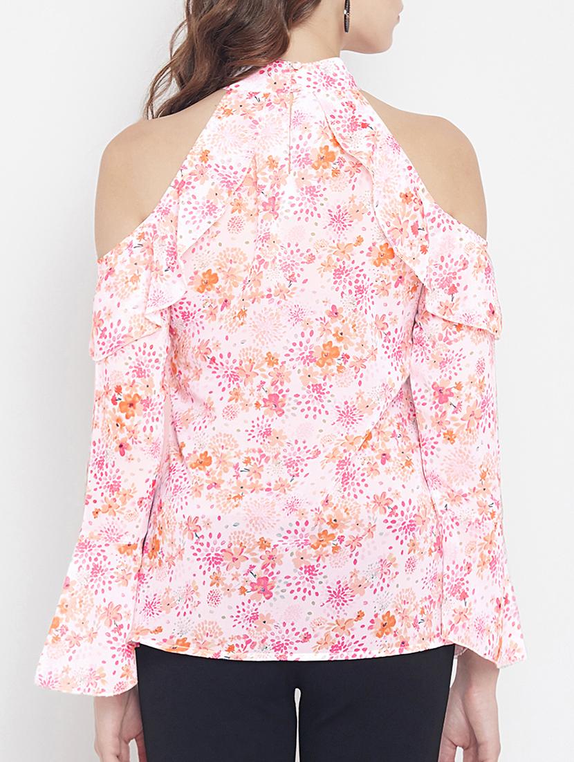 ruffled detail cold shoulder top - 15613558 - Zoom Image - 3