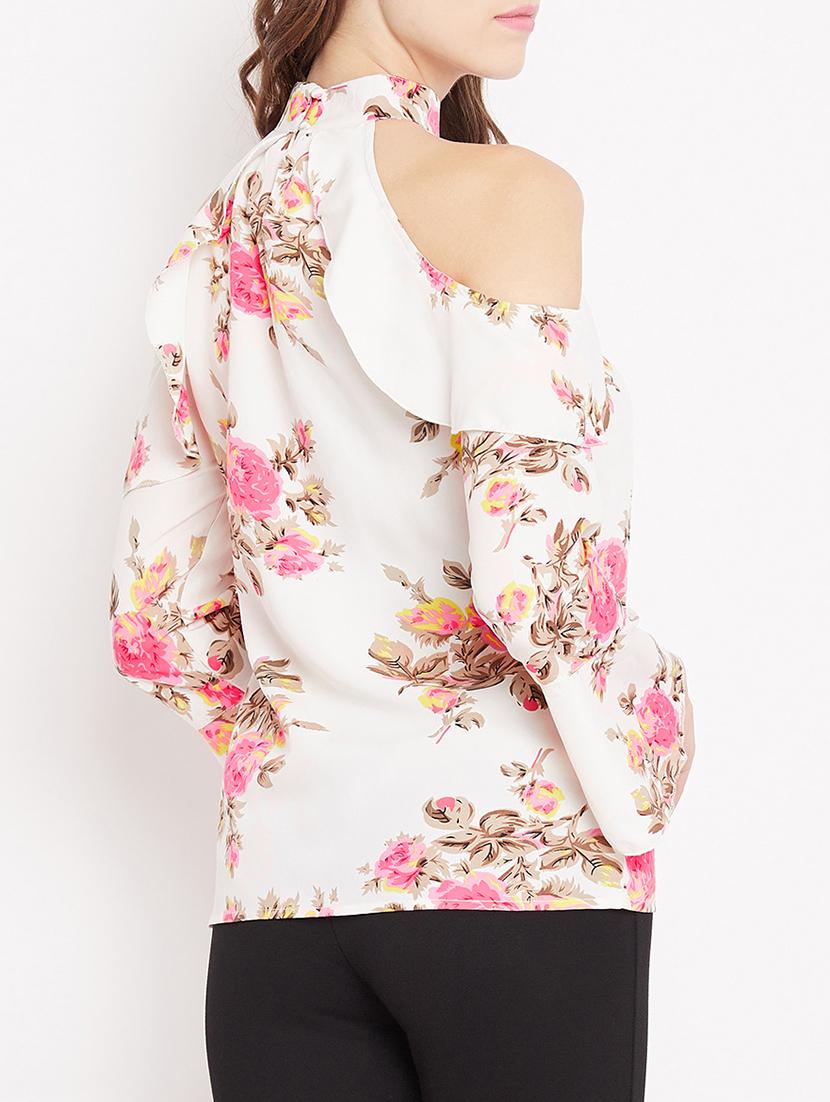 ruffled detail cold shoulder top - 15613561 - Zoom Image - 3
