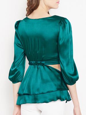 elasticated waist cut out detail top - 15613562 - Standard Image - 3