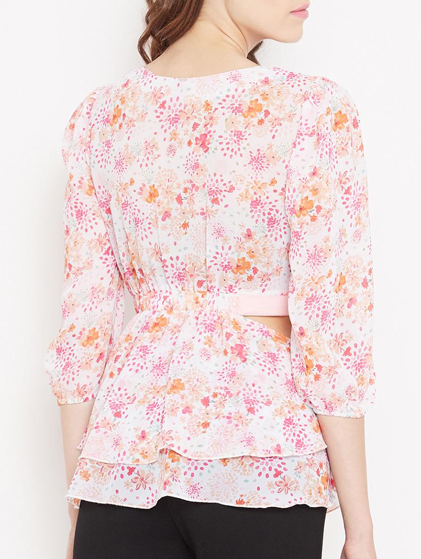 elasticated waist cut out detail top - 15613563 - Zoom Image - 3