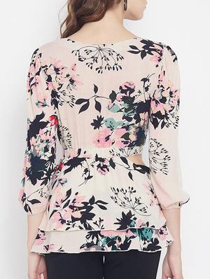 elasticated waist cut out detail top - 15613565 - Standard Image - 3