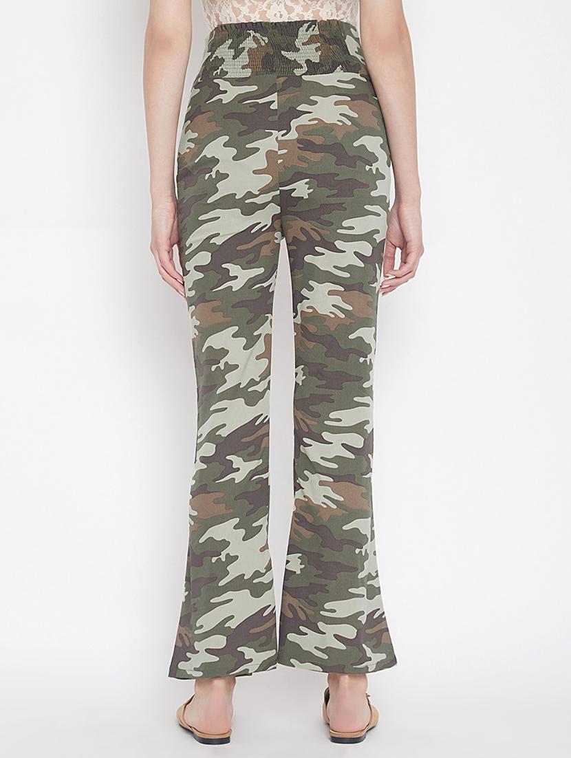 high rise flared hem camouflage print trouser - 15613585 - Zoom Image - 3
