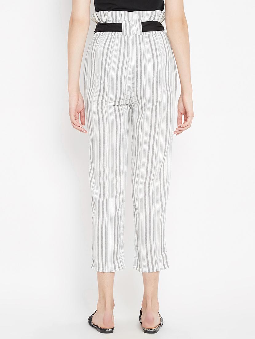 paperbag waist striped crop pant - 15613587 - Zoom Image - 3