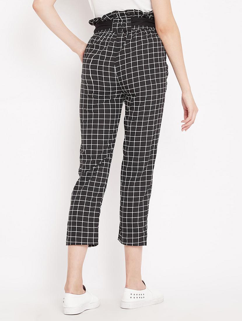 paperbag waist grid pattern crop pant - 15613591 - Zoom Image - 3
