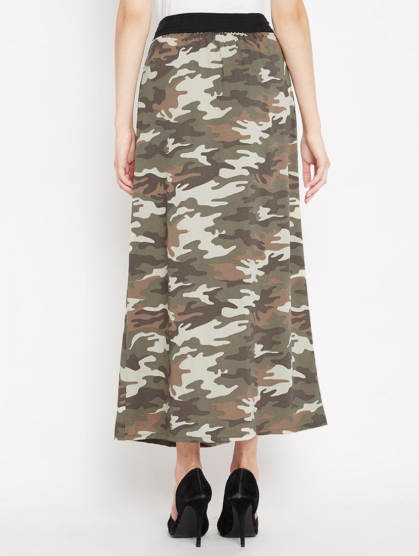 camouflage print button detail skirt - 15613592 - Zoom Image - 3