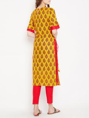 Straight printed kurta with tassels - 15613595 - Standard Image - 3