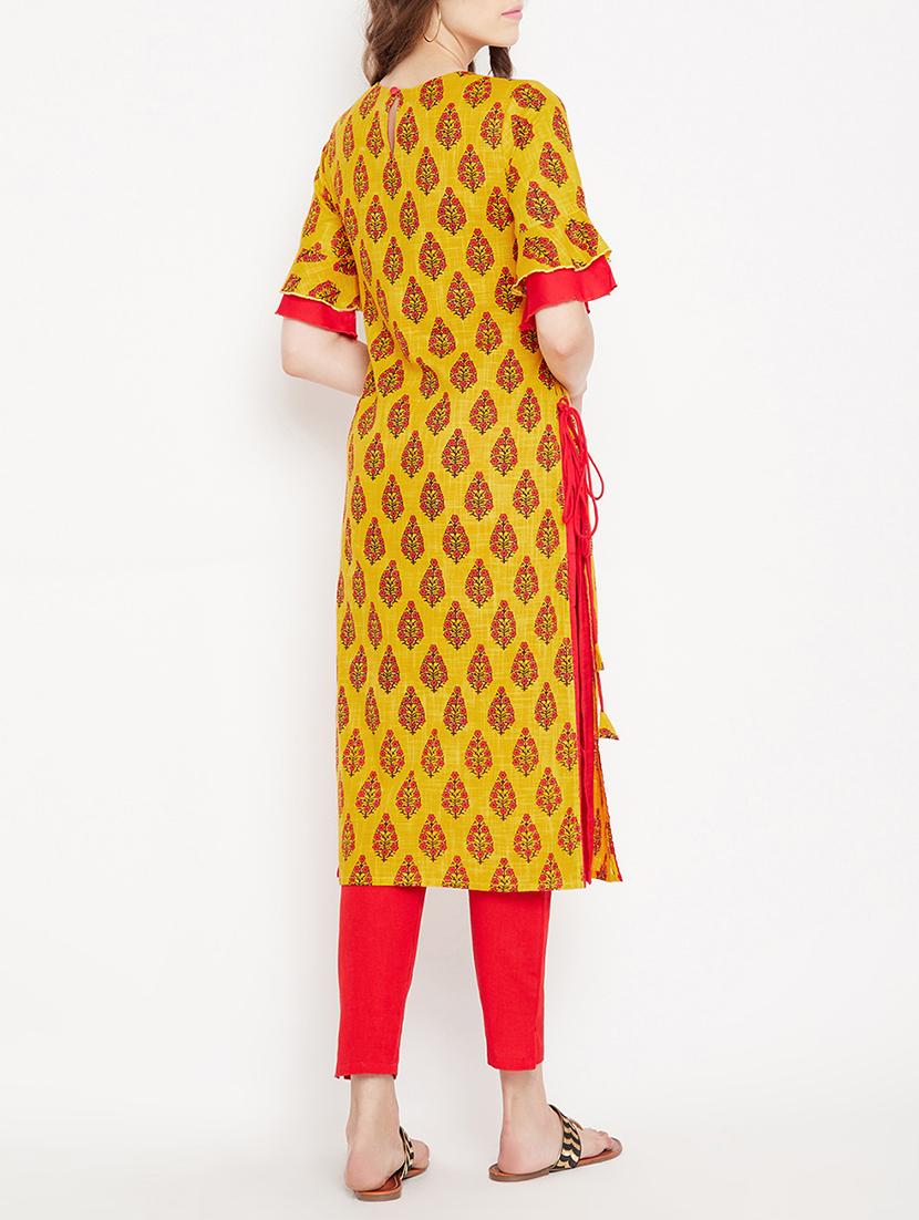Straight printed kurta with tassels - 15613595 - Zoom Image - 3