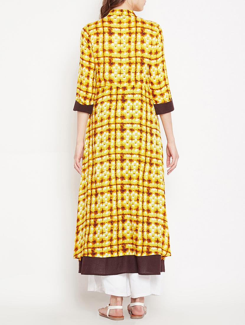 Layered checkered kurta - 15613598 - Zoom Image - 3
