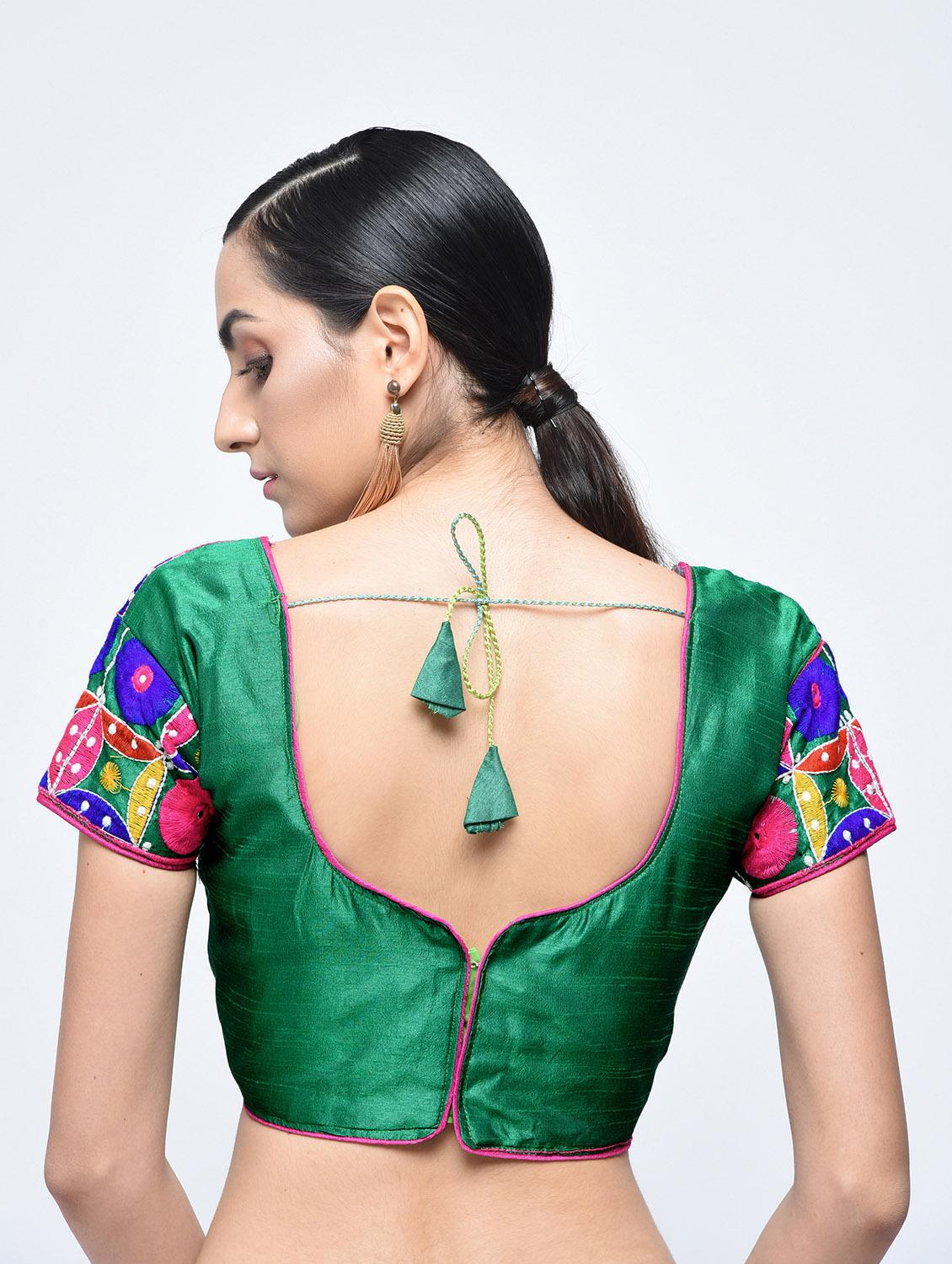 multi cotton embroidered blouse - 15613777 - Zoom Image - 3