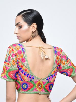 multi silk embroidered blouse - 15613779 - Standard Image - 3