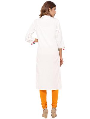 Straight pom pom solid kurta - 15614202 - Standard Image - 3