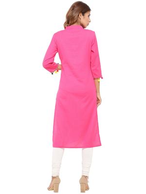Straight pom pom solid kurta - 15614204 - Standard Image - 3