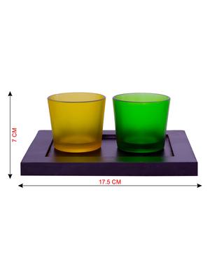 Hand Crafted Glass Votives with wooden Tray - 15614330 - Standard Image - 3