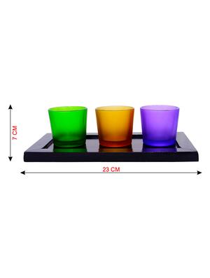 Hand Crafted Glass Votives with wooden Tray - 15614335 - Standard Image - 3