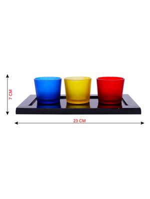 Hand Crafted Glass Votives with wooden Tray - 15614336 - Standard Image - 3