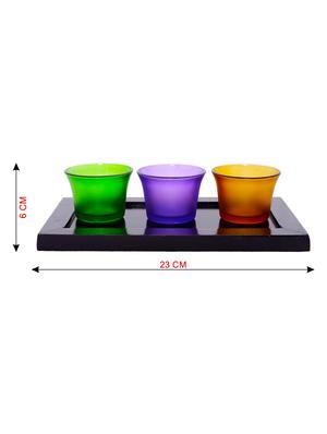 Hand Crafted Glass Votives with wooden Tray - 15614338 - Standard Image - 3
