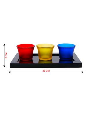 Hand Crafted Glass Votives with wooden Tray - 15614339 - Standard Image - 3