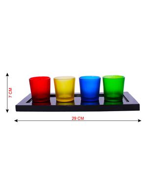 Hand Crafted Glass Votives with wooden Tray - 15614341 - Standard Image - 3