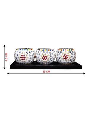 Hand Crafted Glass Votives with wooden Tray - 15614364 - Standard Image - 3