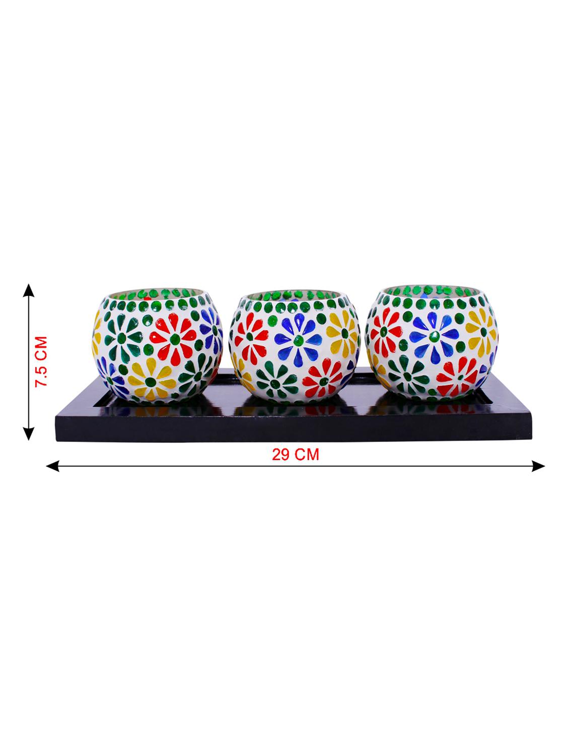 Hand Crafted Glass Votives with wooden Tray - 15614366 - Zoom Image - 3