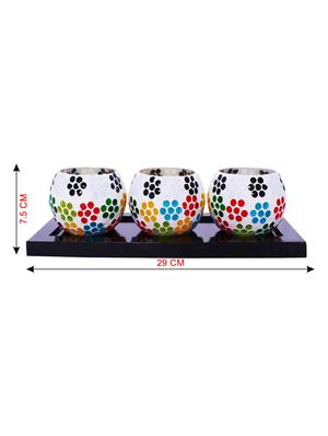 Hand Crafted Glass Votives with wooden Tray - 15614368 - Standard Image - 3