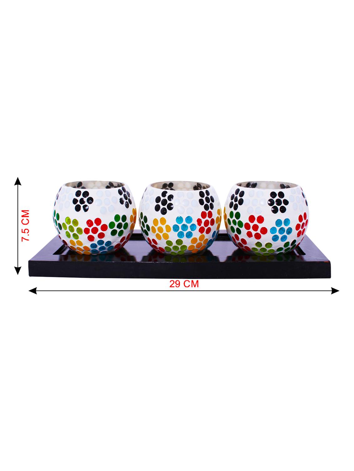 Hand Crafted Glass Votives with wooden Tray - 15614368 - Zoom Image - 3