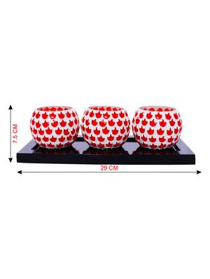 Hand Crafted Glass Votives with wooden Tray - 15614369 - Standard Image - 3