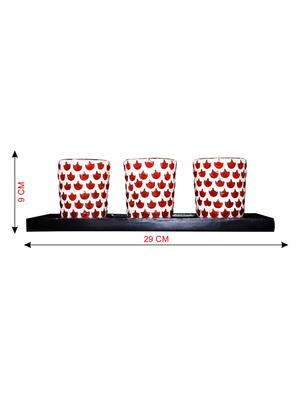hand crafted glass votives with wooden tray - 15614373 - Standard Image - 3